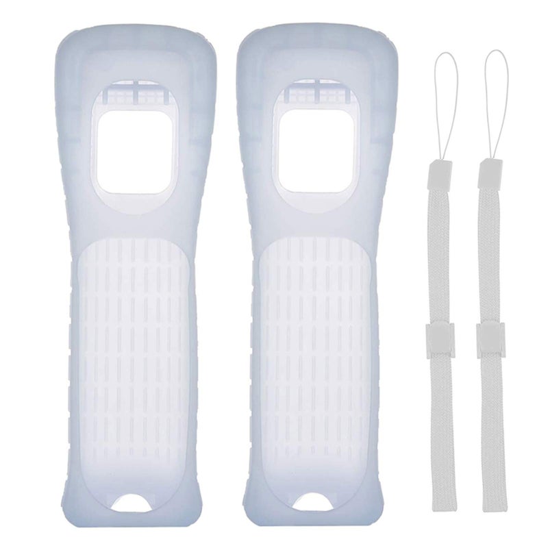 Lactivx 2X Wii Silicone Case Cover with Wrist Strap for Wii Remote Controller (White) - Image 1